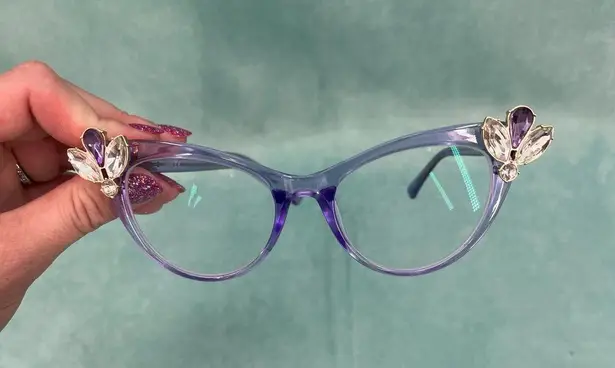 Purple Cat Eye Gemstone Eyeglasses