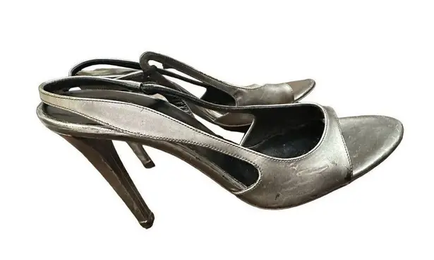 Balenciaga Leather Slingback Sandals Metallic Sandals, Shoes Size 361/2 US 6