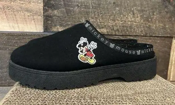 VTG 90's Y2K Mickey Unlimited Clogs Disney Slides Mules Shoes Embroidered Sz 10 Black