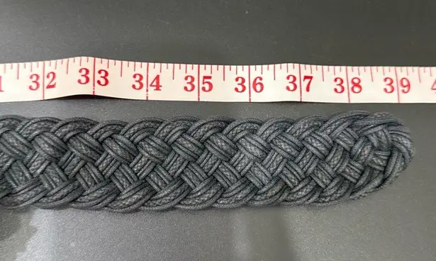 Vintage BAER SF Hammered Mixed Metal Boho Bohemian Woven Braided Belt One Size Black