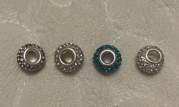 NWT 4 Crystal Rhinestone Charms for Charm Bracelet or Necklace Silver