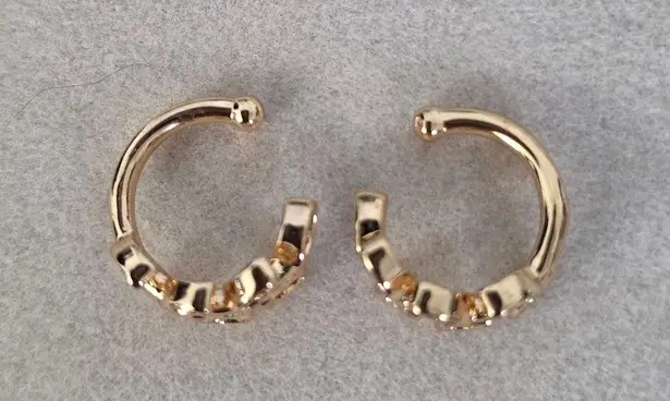 Gold Filled Leaves with Cubic Zirconia Ear Cuff Earrings