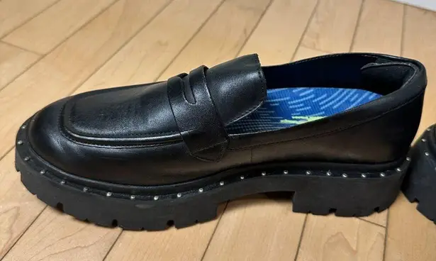 Schutz Christie Studs Loafer Black Lug Sole Size 9