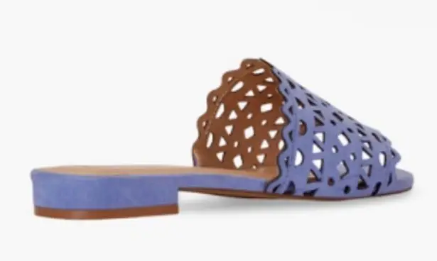 JustFab  Simone Laser Cut Slide Sandals in Blue