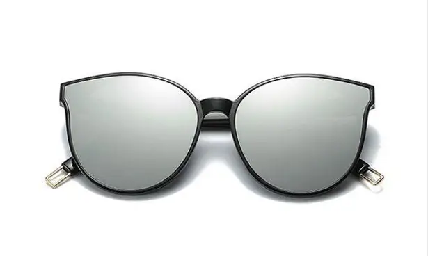 New Modern Oversized Flat Cateye Mirrored Lens Fashion Sunglasses Black