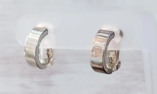 Vintage Clip On Earrings Silver Tone Hoops