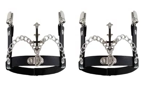 2 pieces women's Y2K cross leggings clip Black