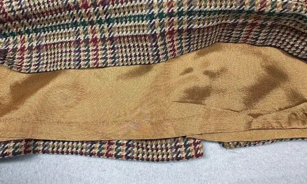 Vintage Joan Leslie Skirt Womens 16 Brown Plaid Wool Blend Pencil Academia Retro