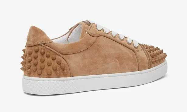 Christian Louboutin  Vieira 2 Orlato Low Top Suede Spike Sneakers in Beige