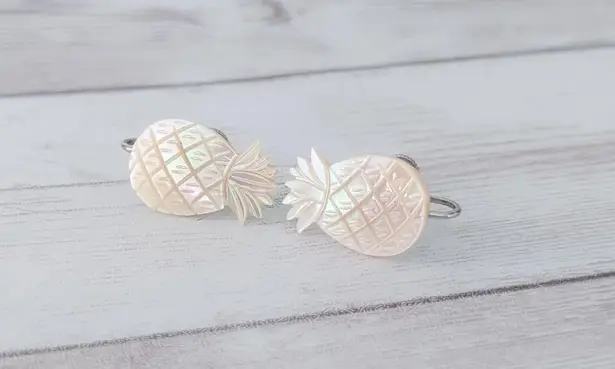 Vintage Screw On Earrings Cream Pineapple with Slight Iridescence