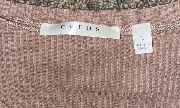 Cyrus NWT Women’s Tan Ribbed Bodysuit - Short Sleeve, Thong