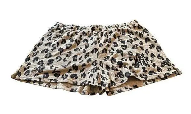 MarleyLilly Terry Lounge Shorts Leopard Print Elastic Waist Casual XL NWT