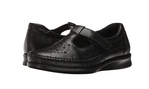 SAS Willow Leather Loafer Women Sz 9N Black Cutout Tripad Comfy Retro Made USA