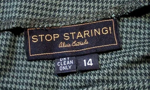 NWT Stop Staring! Madstyle Swing Dress in Olive Houndstooth Rockabilly Pinup 14