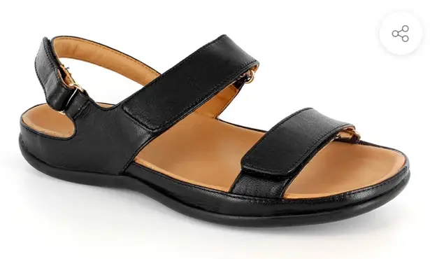 Strive Kona 10.5 / 11 Black Leather Hook and Loop Adjustable Slingback Sandal