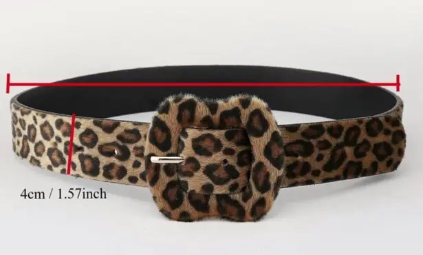 Fashion Colorblock Leopard Print Plush Belt Casual Waistband for Jeans Black