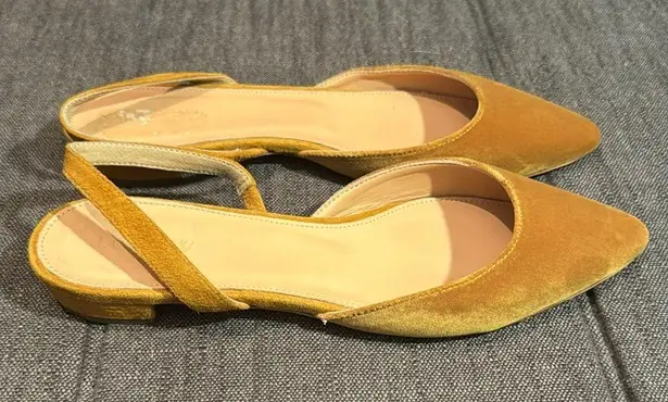 J.Crew  Pointed Toe Yellow Velvet Slingback Flats size 6.5