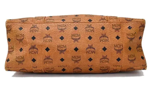 MCM Cognac Vicetos Heritage Top Zipper Closure Shoulder Bag Authentic EUC