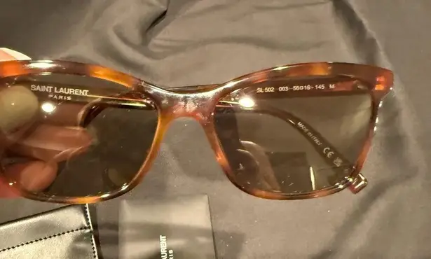 Saint Laurent Tortoise Shell Sunglasses NWT - with Case & Cards from Purchase