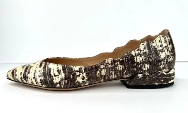 Chloé Laurena Croc Lizard Embossed Animal Scalloped Leather Ballet Flats 35.5