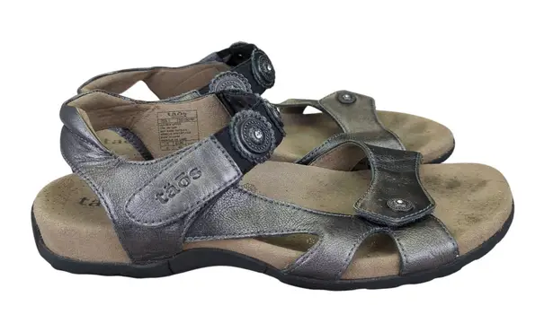 TAOS Eden 2 Pewter Metallic Leather Comfort Sandals Women's US 9 EU 40 Gray