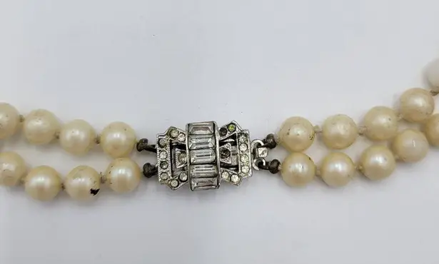 Vintage Womens Double Strand Faux Pearl Necklace 28" Cream Fashion Accessories