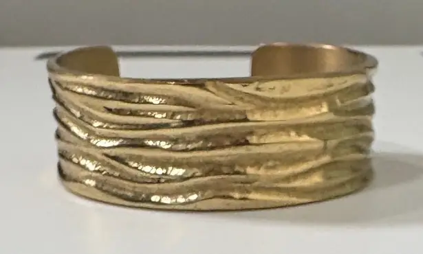 Rustic Cuff Gold Tone Textured Wide Cuff Bracelet