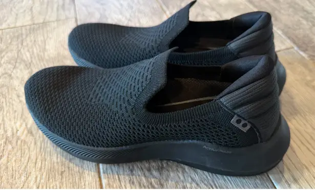 Ryka Black Active FOAM Fling Shoes Size 7.5W Wide Womens Slip Ons Stretch Knit