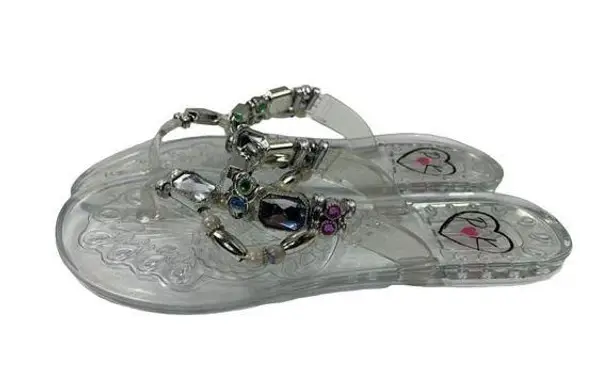 PK Women's Clear Flip Flop Sandals with Gems Size 8
