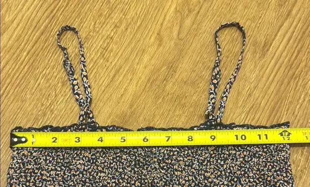 Aerie  Small Navy and Orange Ditsy Floral Print Cropped Smocked Tank Top Summer