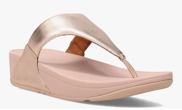 FitFlop Women's T-Bar LULU Leather Toepost Rose Gold Size 11