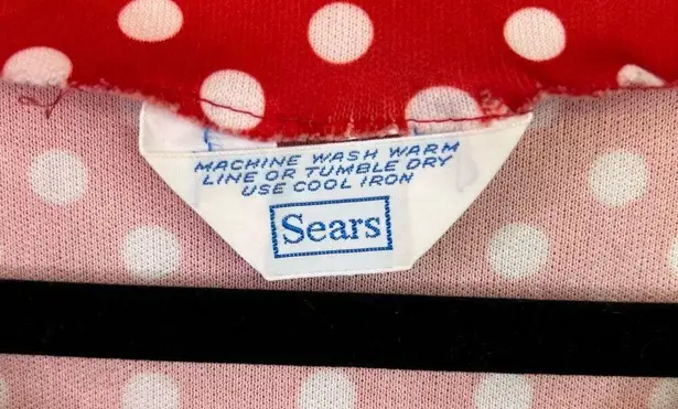 Sears Vintage Red White Polka Dot Dress 80's Long Sleeve Minnie Mouse Midi Dress Size M