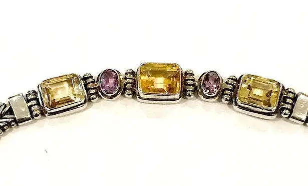 Amethyst Bali Sterling , Citrine, Quartz Bracelet