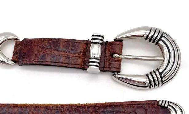 Captiva Brown Leather Silver Sunflower Link Concho Western Belt Size Medium VTG