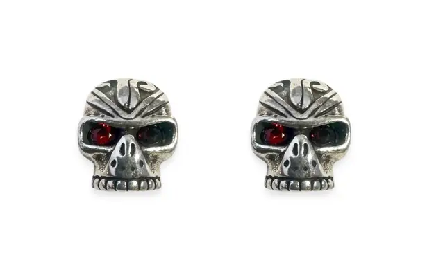 Skull Head Stud Earrings for Men Women Streetwear Punk Hip Hop Unisex Style Silver
