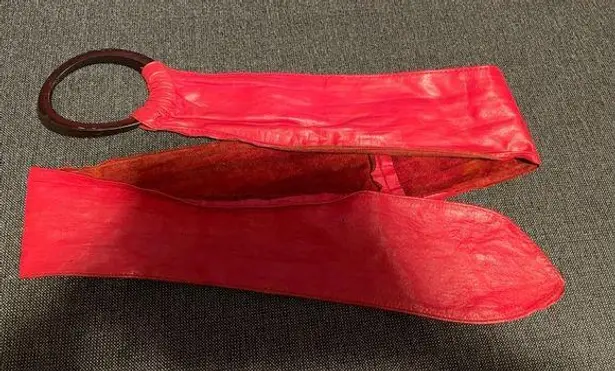 GORGEOUS 1980S SUPER WIDE RED LEATHER WAIST BELT
