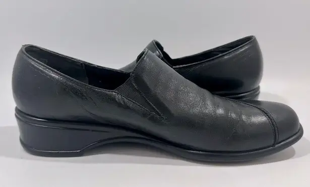 Munro American Women’s Black Leather Daphne Walking Wedge Shoes Loafers 7.5 SS