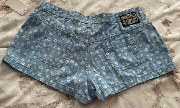 Superdry NWT Bluebell Light Blue Ditsy Floral Embroidered Shorts with Pockets, size S