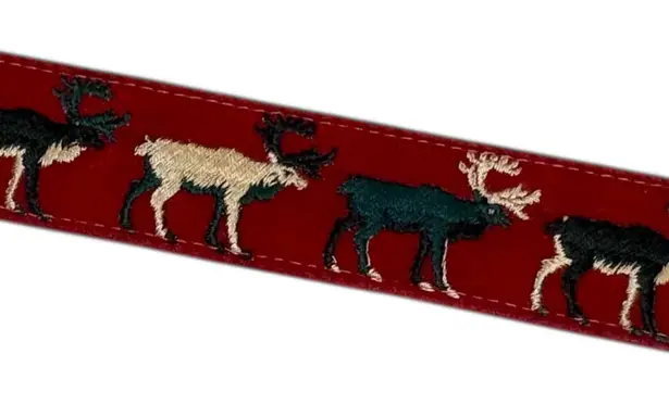 Vintage John Meyer Quirky Moose Embroidered Women's Belt Red