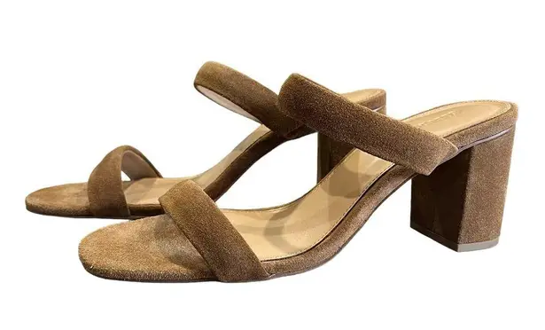 Soludos Ines Suede Open Toe Block Heel Sandals Walnut Brown Size 8.5