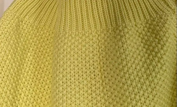 Line and Dot NWT yellow fluffy rounded sweater with cable knitting