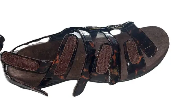 Vionic Brown Amber Tortoise Strappy Sandals Adjustable Orthopedic Woman's Size 8