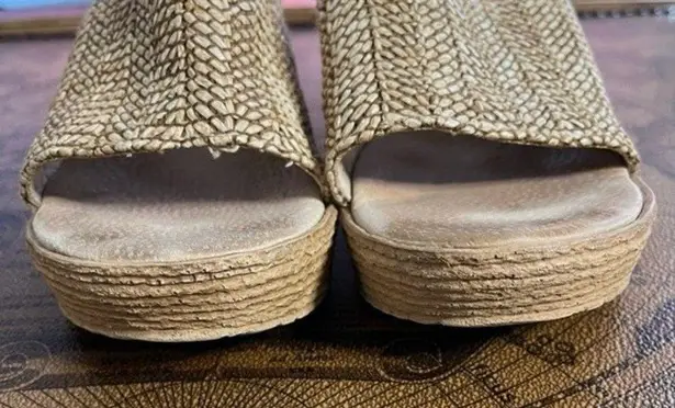 sbicca Womens Ballona Natural Beige Jute Slip On Platform Wedge Sandal sz 9M Y2K