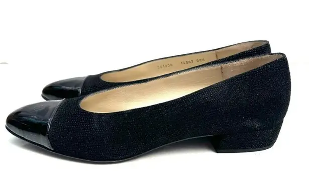 Bruno Magli Suede Black Cap Toe Low Heels Pumps Shoes Size 8.5 AA