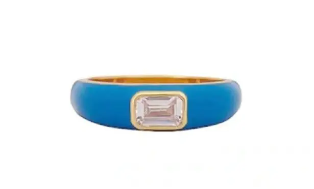 NWT REVOLVE petit moments Enamel Dome Stone Ring in Chambray