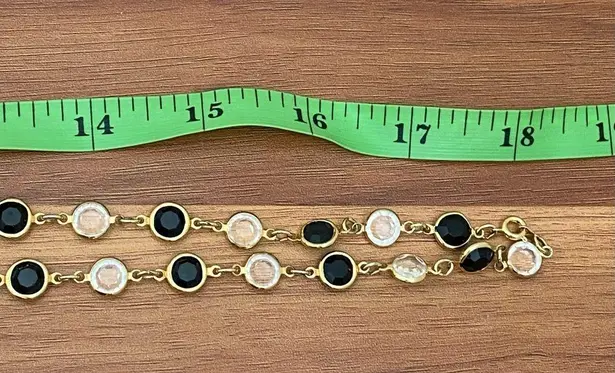 Swavorski Swarovski Signed Necklace with Bezel Set Flat Clear & Black Crystals 35"