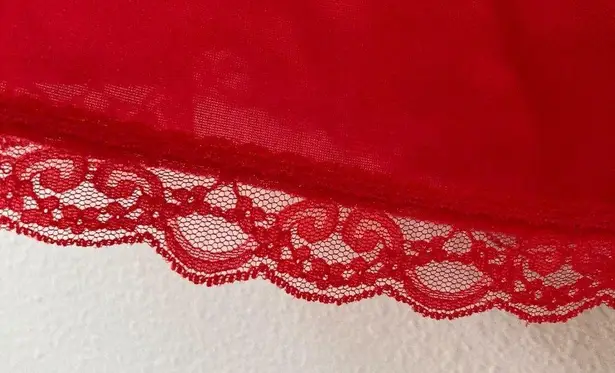 Vintage 70s Nylon Lingerie Skirt Slip Red Size M