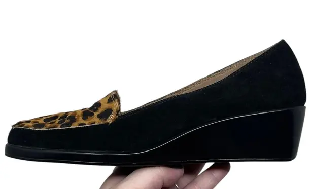Aerosoles “Final Exam” Womens 9M Leather & Calf Hair Leopard Print Comfort Wedge