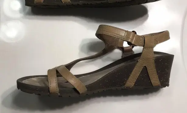 Teva Women's Cabrillo Leather Tan Brown Crossover Strap Wedge Sandals