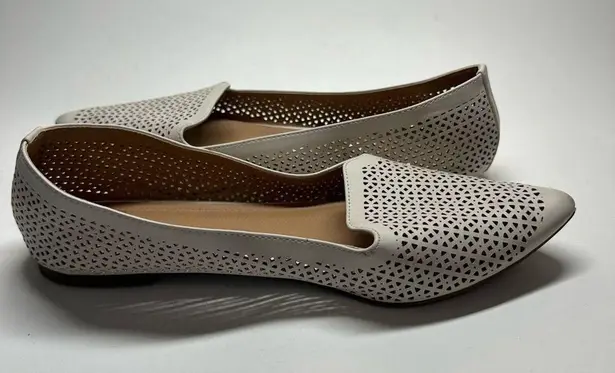 REPORT Flats Shoes Bone Laser Cutout Size 8.5 Loafers Pointy Toe Witchy Casual Brown